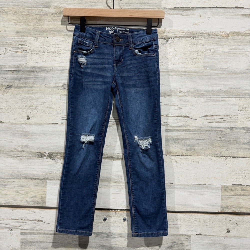 Hippie Girl Girl Friend Jeans Girls 7 Blue Distressed Denim Modern